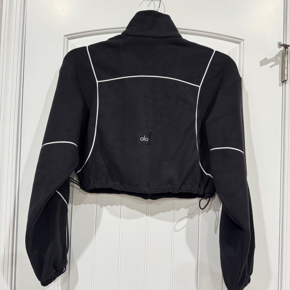 NEW Alo Yoga Polar Fleece Game Time Full Zip Jacket Black Athletic Small - Picture 2 of 3